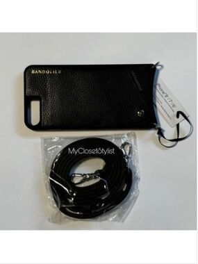 BANDOLIER Black Leather iPhone Case Wallet 8+, 7+, 6+ plus Strap NEW SET! Unisex